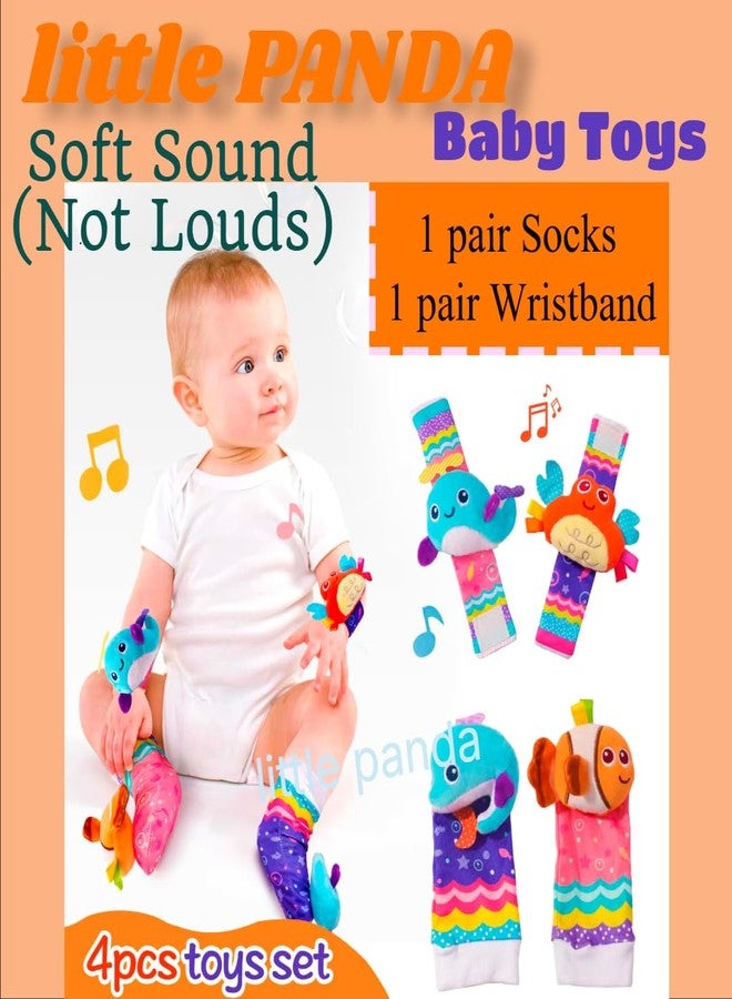 little PANDA Baby Wrist Rattle Socks Foot Finder Toy Hand Bracelet Rattle Newborn Soft Sensory Toys for Born Baby Shower Gifts 0-3 6-12 Months Infant Girl Boy, Whale Fish Toy - Image 3